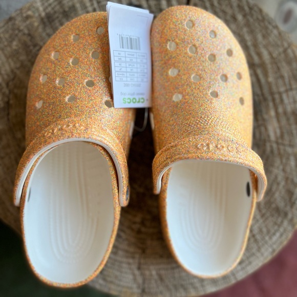 CROCS CLASSIC GLITTER CLOG ORANGE SORBET GLITTER ❤️❤️❤️❤️ - Picture 5 of 5